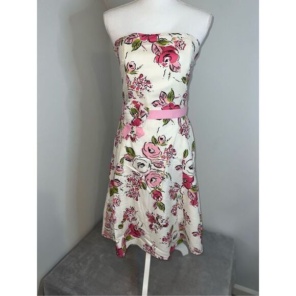 New! Women’s Floral Fit & Flare White/Pink Midi Dress 4 - Picture 3 of 13